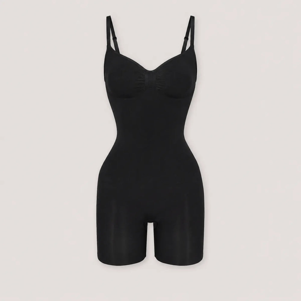 CYRA Sculpt Mid-Thigh Bodysuit in Onyx โ front product view