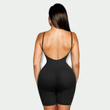 Model wearing the CYRA Low-Back Sculpt Bodysuit in Onyx, back view