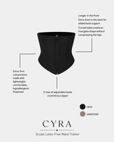 CYRA Sculpt Waist Trainer Latex-Free in Onyx — features detail view