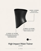 CYRA Sculpt Waist Trainer Latex in Onyx — dimensions view