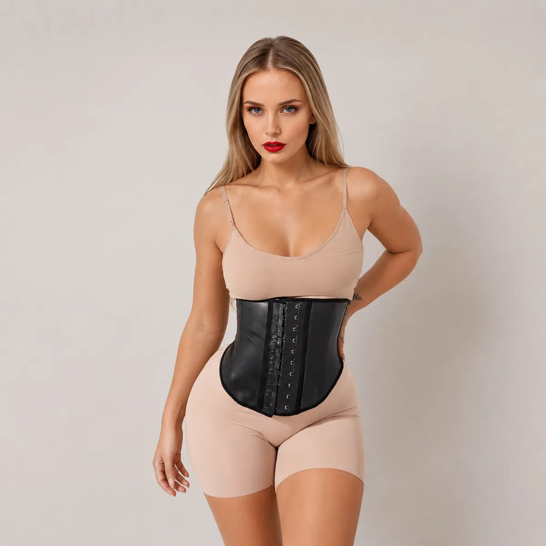 CYRA Sculpt Waist Trainer Latex in Onyx — front lifestyle view