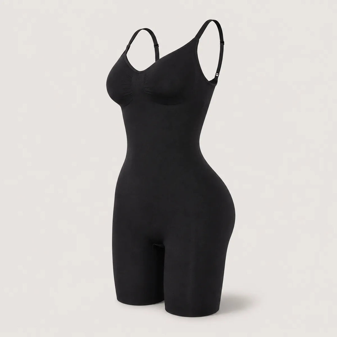 CYRA Sculpt Mid-Thigh Bodysuit in Onyx — front lifestyle view