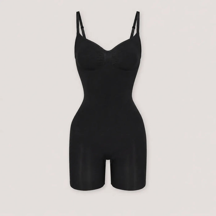 CYRA Sculpt Mid-Thigh Bodysuit in Onyx — front product view