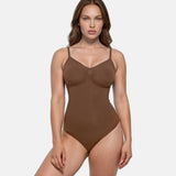 CYRA Sculpt Thong Bodysuit in Cocoa front view