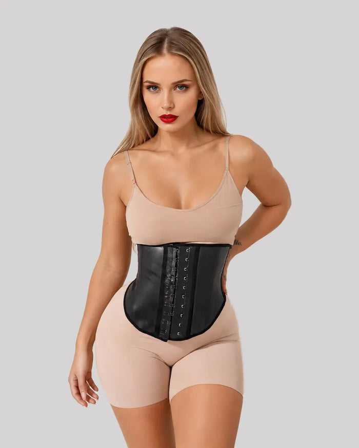 CYRA Sculpt Waist Trainer Latex in Onyx — front view on model