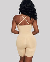 Ivory — CYRA Strapless Sculpt Bodysuit, cross-back view on model