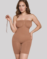 Sandstone — CYRA Strapless Sculpt Bodysuit, front view on model