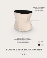 CYRA Sculpt Short Latex Waist Trainer in Ivory — features angled view