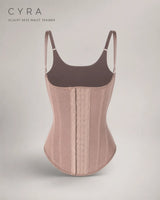 CYRA Sculpt Vest Waist Trainer in Sandstone — front view with adjustable straps