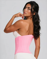 CYRA Sculpt Zip Waist Trainer in Bloom Pink — back model view